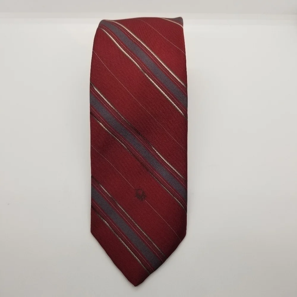 vintage Christian Dior dark red striped tie 3 in wide 57.5 in long